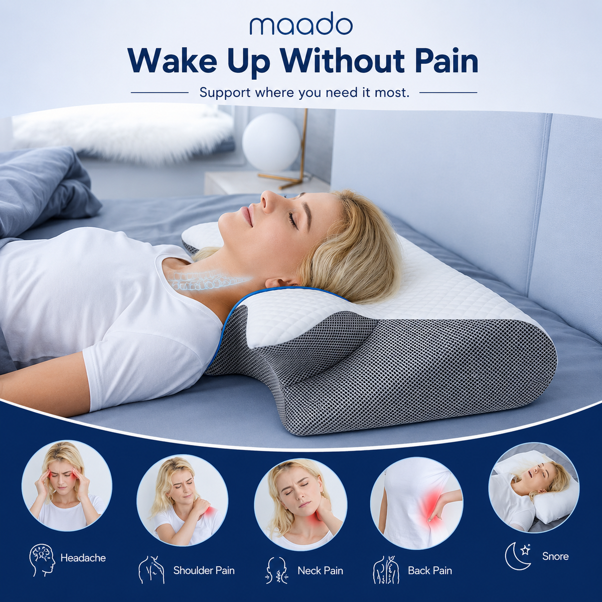 Maado EasySleep - Ergonomic Neck Pillow for Adults