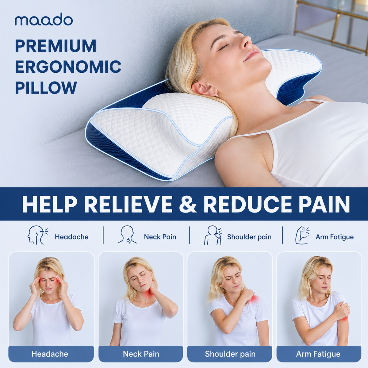 Maado EasySleep - Ergonomic Neck Pillow for Adults